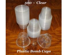 Klar Einweg Kunststoff Power Bomber Shot Tassen oder Bomb Gläser