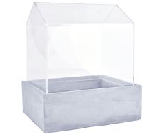 Esschert Design Gewächshaus mit Betonsockel aus Beton und Polyacryl, 23,9 x 19,3 x 27,5 cm
