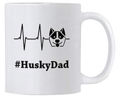 Casitika Sibirischer Husky Hund Papa Geschenk Kaffeebecher, Keramik, 325 ml, Weiß