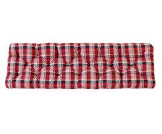 Ambientehome 3er Sitzkissen Bank Evje, karo rot, ca 150 x 50 x 8 cm, Polsterauflage, Bankauflage