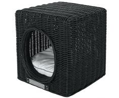 Happy House Rattan Hocker, schwarz
