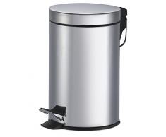 King Home P1580003 Treteimer, rund, aus Stahl, 3 l, silberfarben, Ø 16 x 24 cm