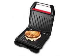 George Foreman 25030-56 Fitnessgrill Steel Compact, Kontaktgrill, Panini- und Sandwichgrill, 24 x 17 cm große Grillfläche für bis zu 3 Portionen, rot