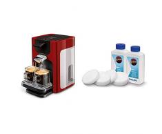 Philips Senseo HD7865/80 Quadrante Kaffeepadmaschine, XL-Wassertank, rot mit Flüssigentkalker CA6520/00
