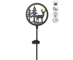 ABC Home Garden Solarleuchte Gartenstecker Hirsch EIN-& Ausschalter solarbetrieben Lichtsensor LED, schwarz
