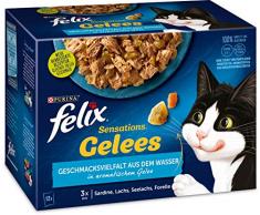 Felix Katzennassfutter Sensations Gelees Geschmacksvielfalt aus dem Wasser, 6er Pack (6 x 12 x 85 g) Portionsbeutel