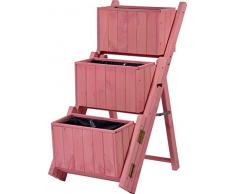 dobar Ausklappbare Pflanztreppe für individuelle Gestaltung, 3 separaten Pflanzkästen inkl. Pflanzfolie Blumentreppe, Hellrosa, 41 x 55 x 85 cm