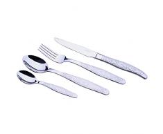 LAGUIOLE - 24-teilige gravierte Metall-Hausfrau - Venezianischer Stil - polierter und satinierter Edelstahl - Barocker Chic-Stil - Besteck zum Mittag- oder Abendessen - rostfreier Stahl - Geld