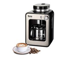 TM Electron Mini-Kaffeemaschine mit Kaffeemühle, 4 Tassen, für Kaffeebohnen, 600 W, waschbarer Filter silber