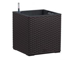 Emsa Blumenkübel für Outdoorbereich, Würfel, 30 x 30 x 31 cm, Selbstbewässerungssystem, Granit, Casa Mesh, 517589