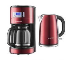 Grundig KM 6330 Kaffeemaschine Red Sense (1,8 l, Digitaluhr, programmierbare Startzeit) metallic rot & WK 6330 Wasserkocher red Sense