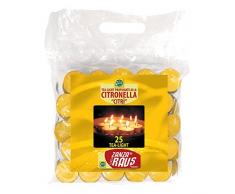 Mondo Verde LUZ25 - Teelichter mit Zitronella - gegen Mücken - 3,8 x 1,5 cm - Gelb - 25 Stück