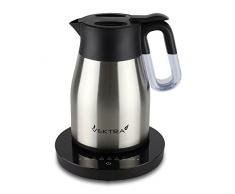 Vektra VEK-1504 Vakuumisolierter Wasserkocher mit Temperatureinstellung 1,5 L Edelstahl Doppelwandig EU-Stecker, Thermoskanne 2in1 mit Druckknopf BPA-Frei - Gebürsteter Stahl
