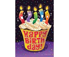 Toland Home Garden Happy Birthday Cupcake 31,8 x 45,7 cm Deko Kerze Party Garten Flagge
