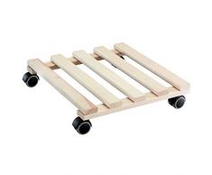 WAGNER Pflanzenroller PALETTI 34 x 34 cm I Pflanzenroller für Innenbereich, BUCHE Natur I Blumenroller aus FSC-Massivholz I Kübelroller aus Holz I Tragkraft 100 kg I Made in EU – 20043801