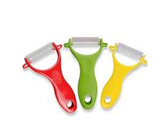 Sparschäler für Küche Keramik Klinge Schäler für Obst, Kartoffel, Gemüse, 3-er Set, gelb/rot/grün