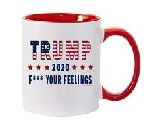 Shop4Ever Trump 2020 Fck Your Feelings Neuheit Keramik Kaffeetasse Teetasse Geschenk ~ Politisch ~ 11 oz. roter griff