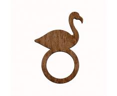 Dexam 16050398 Flamingo Serviettenring, Holz, 4 Stück