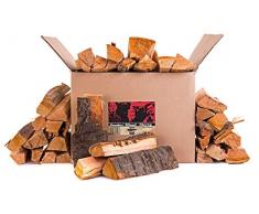 Axtschlag Räucherholz Kirsche, 10 kg sortenreines Smoker Wood mit Rinde, Scheitholz mit ca. 25 cm Länge für Räucheröfen, größere Kohlegrills und Smoker