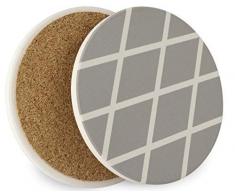 One Simplicity Untersetzer für Getränke, saugfähiger Stein mit Korkboden, rutschfest, hohe Temperaturbeständigkeit, schützt Möbel - einfaches und einzigartiges Design - 4 Stück 4 x 4 x 0.3 Grey-2