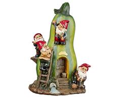 Design Toscano Figur Kürbishaus für Gartenzwerge, mehrfarbig, 23 x 24 x 38 cm, QL3547