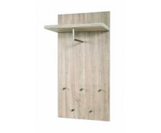 HAKU Möbel 42058 Wandgarderobe, 49 x 31 x 100 cm, eiche hell-Edelstahloptik