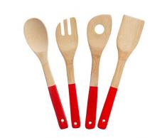 Relaxdays 10025072 Kochlöffel Set, 4tlg, Küchenhelfer aus Bambus, mit Holzspatel, Pfannenwender & Rührlöffel, zum Kochen, Natur