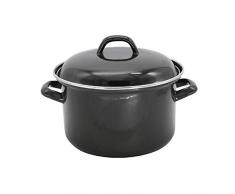 Karl Krüger 31724BL Fleischtopf mit Deckel 24 cm / 5 Liter, Serie BLACK, Stahl emailliert