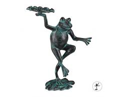 Relaxdays Gartenfigur Frosch, wetterfest, innen & außen, Balkon, Terrasse, am Teich, Dekofigur, Gusseisen, Größe M, grün