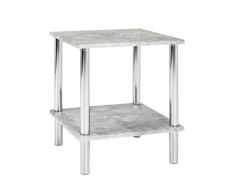 Haku-Möbel 90438 Beistelltisch, Metall, Chrom-Betonoptik, 39 x 39 x 47 cm