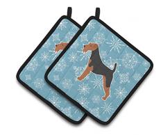 Caroline s Treasures Winter Schneeflocke Airedale Terrier Paar Topflappen bb3557pthd, 7.5hx7.5 W, multicolor