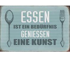 Schatzmix Essen ist eine bedürfnis geniessen eine Kunst Spruch Metal Sign deko Schild Blech Garten