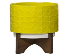 Orla Kiely OK426 Keramik Blumentopf mit Ständer 60er Vorbau Pusteblume, gelb, 20 x 20 x 20 cm