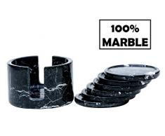 Radicaln Untersetzer-Set, handgefertigt, Marmor, 8,9 cm, wärmende Kaffeetasse, Büro-Untersetzer - Küchen-Caddy-Getränke, Löffelablage, saugfähig, Untersetzer-Set – schwarz Handmade Coaster Set