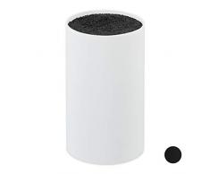 Relaxdays Messerblock unbestückt mit Borsten, ohne Messer, für 8 Messer aller Art, Messerhalter HD 18x11cm, weiß-schwarz
