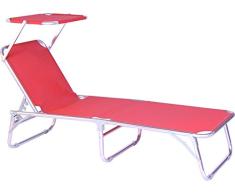 Stern Gartenliege, Dreibeinliege mit Dach, Gestell Aluminium, silber/orange, 189 x 61 x 42 cm, 6,6 ml, 444044