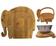 KAMAY S ® Elefant Form funktionalem Klapp-Deko Bambus Obstschale