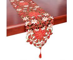 Simhomsen Tischläufer mit Weihnachtsstern, bestickt, Polyester, rot, RUNNER 13*72