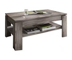 Trendteam Couchtisch Wohnzimmertisch Universal, 110 x 47 x 65 cm in Eiche Sägerau Hell Dekor mit Ablageboden