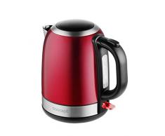 CONCEPT Hausgeräte Wasserkocher RK3251 mit 1,2 Liter Fassungsvermögen-360° rotierbar mit Wasserstandsanzeige, mit filter, rot/schwarz, Exklusives Design, Edelstahl