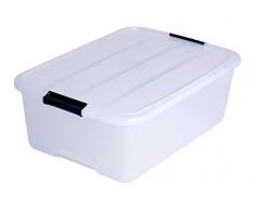 Iris 4er-Set stapelbare Aufbewahrungsboxen Top Box, mit Deckel und Klickverschluss, 30 Liter, Kunststoff/Plastik, transparent