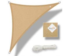 hanSe® Marken Sonnensegel Sonnenschutz Wetterschutz Wetterbeständig HDPE Gewebe UV-Schutz Dreieck 90° gleichsch. ca. 4,0x4,0x5,8m Sand