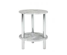 Haku-Möbel 90443 Beistelltisch, Metall, Chrom-Betonoptik, 35 x 35 x 47 cm