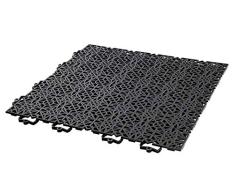andiamo Kunststofffliese Bodenfliese Gartenfliese Terassenfliese Balkonfliese Innen- und Außenbereich Wasserdurchlässig wetterfest langlebig 38 x 38 cm, Set: 7 Fliesen 1 m², schwarz