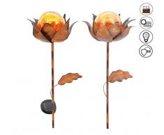 ABC Home Garden Solarstecker Blumen Solarleuchte ✔ Lichtsensor ✔ EIN- & Ausschalter ✔ 2er Set, Bronze