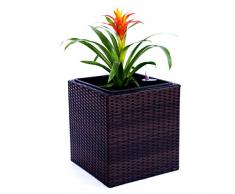 Pflanzkübel Blumenkübel Blumentopf Polyrattan Quadrat LxBxH 50x50x50cm Coffee braun