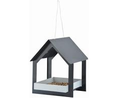 Esschert Design Futterhaus, hängend, in anthrazit/weiß, aus dem Material „Metall“, 19,3 x 19,1 x 23,2 cm