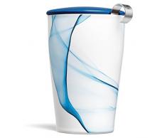 Tea Forte Kati Tasse Keramik Tee-Ei Tasse mit Sieb Korb und Deckel zum Zubereiten blau