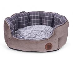 Petface Hunde- oder Katzenbett, oval, aus Bambus, Größe L, Grau