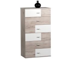 Stella Trading 36-912-D9 Kommode Holz, braun / weiÃ, 128 x 38 x 8 cm